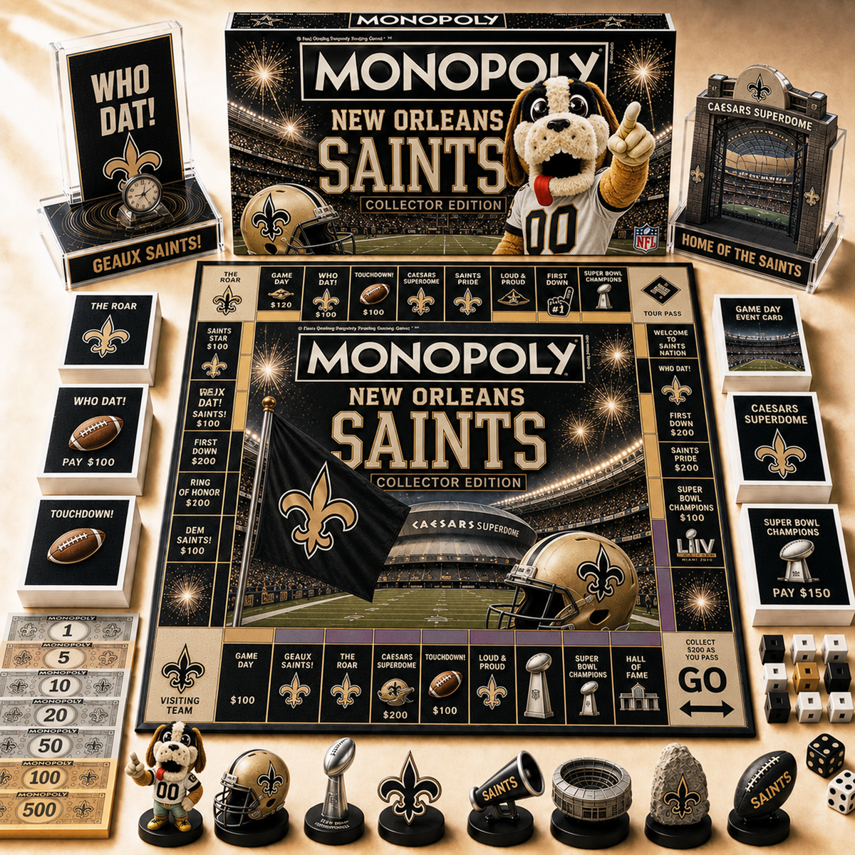Premium NFL N0 Hall of Fame Monopoly Collector’s Edition Board Game V12