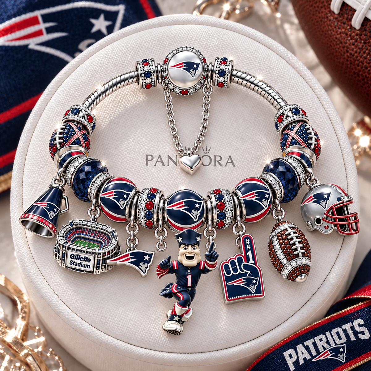 Premium NFL NE Charm Bracelet Set V2