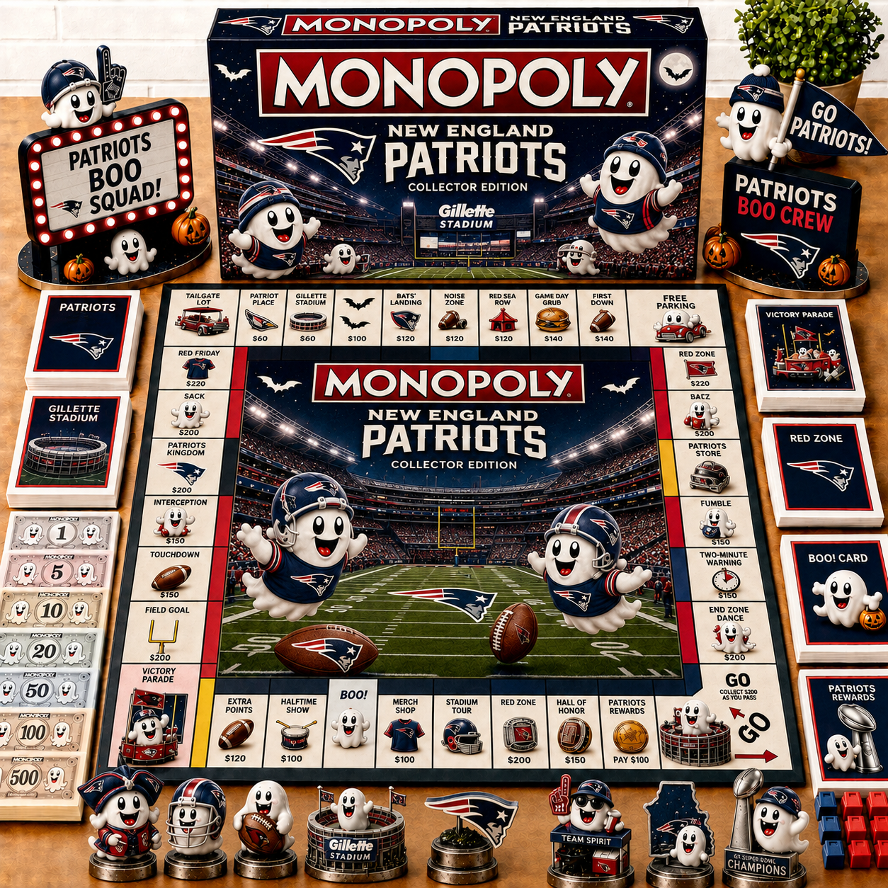 Premium NFL NEP Halloween Ghost Monopoly Collector’s Edition Board Game V6
