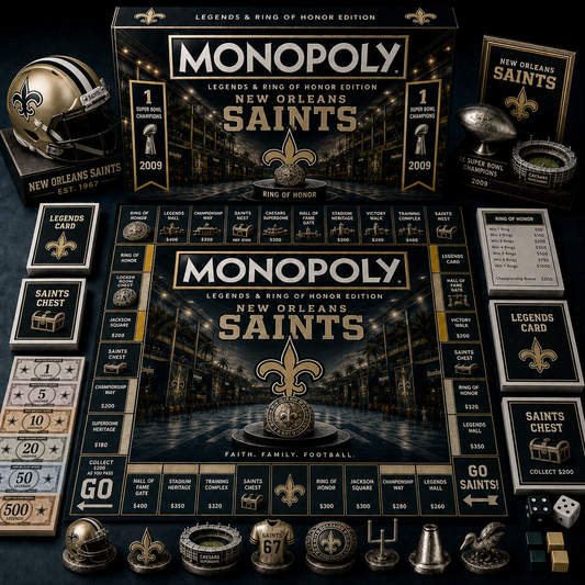 Premium NFL NOS Legends & Ring Monopoly Collector’s Edition Board Game V9