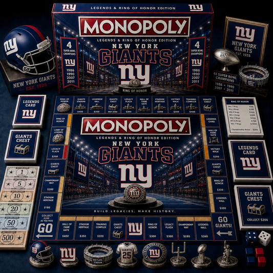 Premium NFL NYG Legends & Ring Monopoly Collector’s Edition Board Game V9