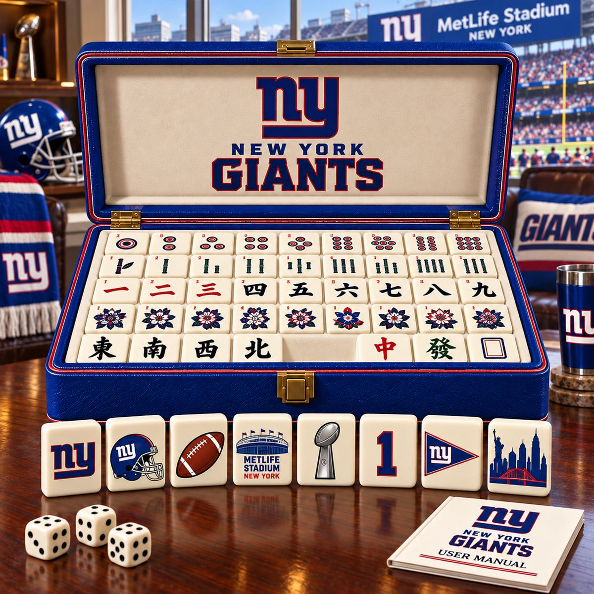 Premium NFL NYG Mahjong Set – Game Night Edition