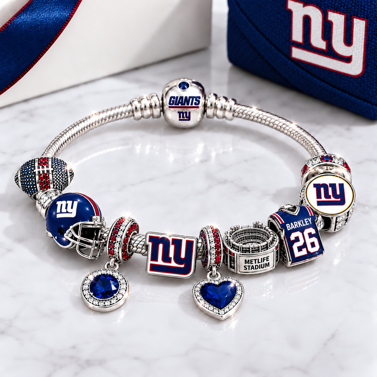 Premium NFL NYG Team Spirit Charm Bracelet V8