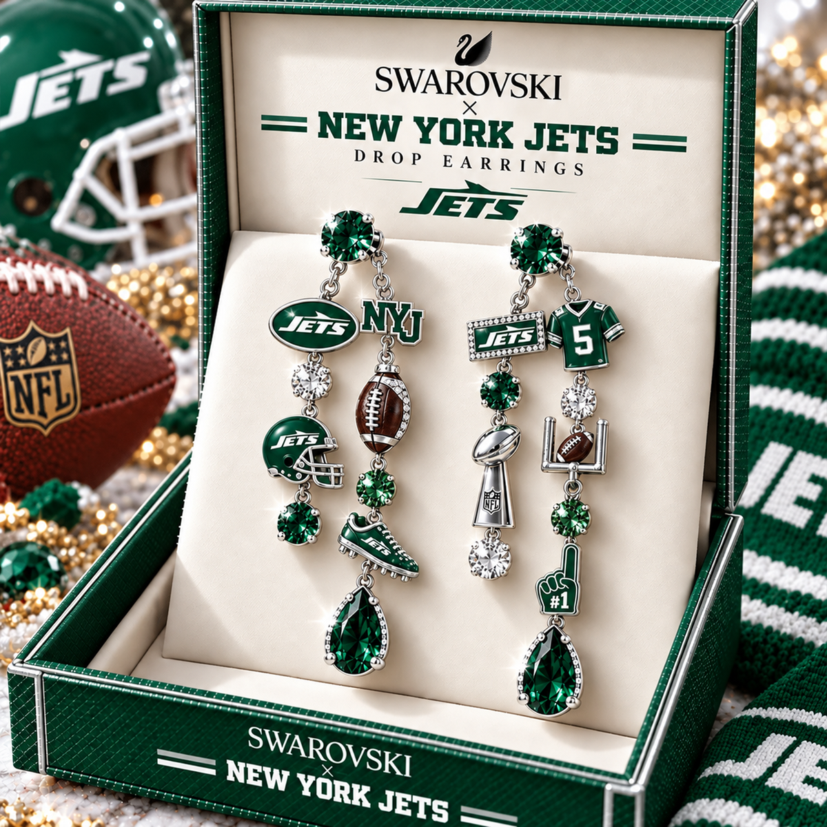 Premium NFL NYJ Dangle Earrings