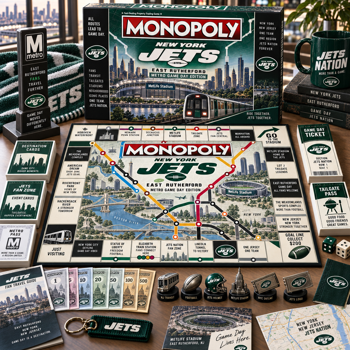 Premium NFL NYJ Metro Game Day Collector’s Edition Board Game V13