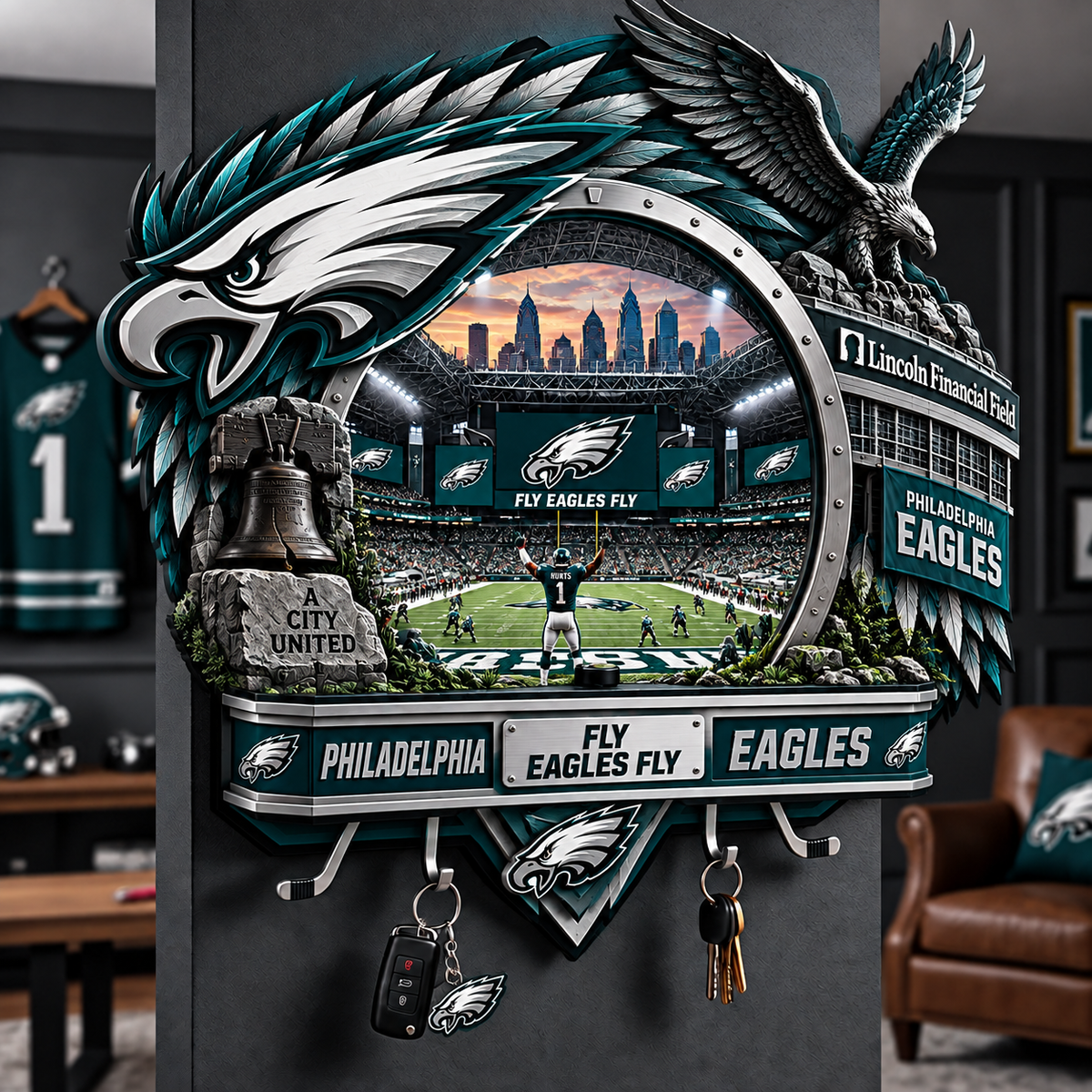 Premium NFL PE Wall-Mounted Key Holder
