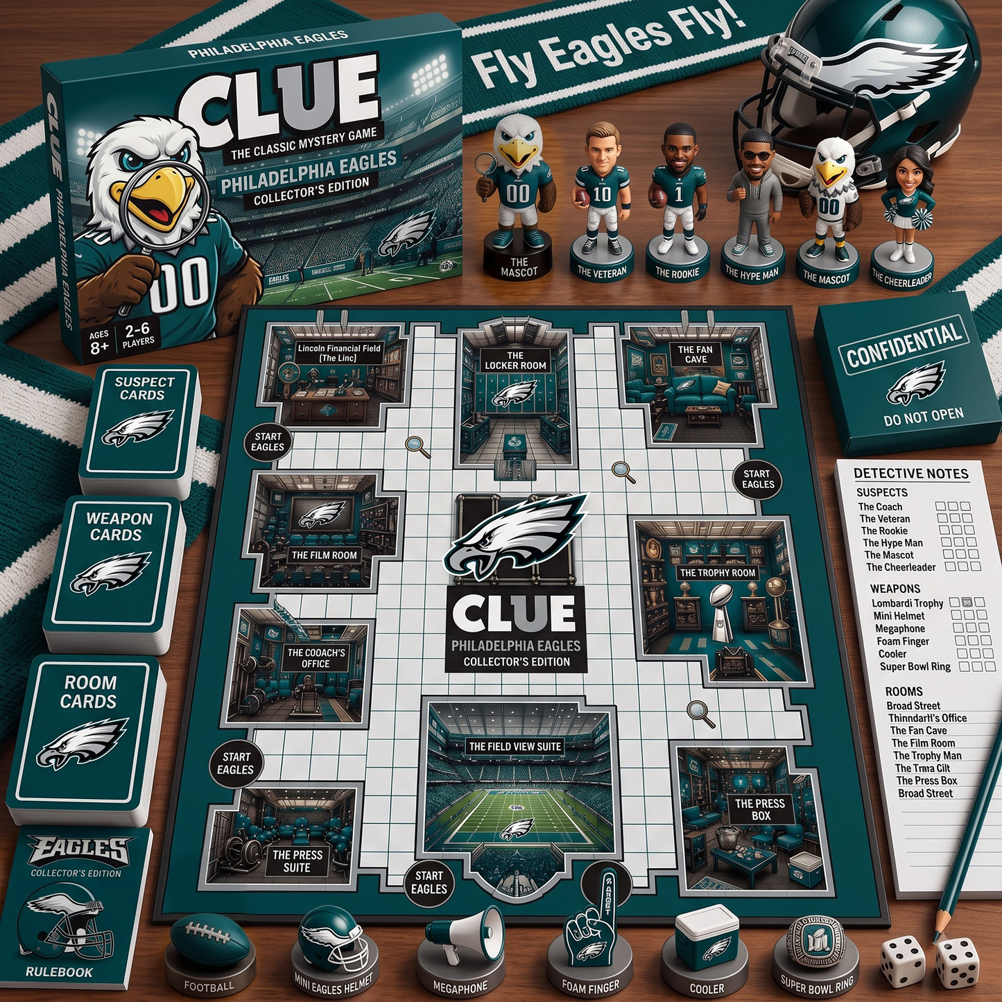 Premium NFL PHI Clue Collector’s Edition Board Game