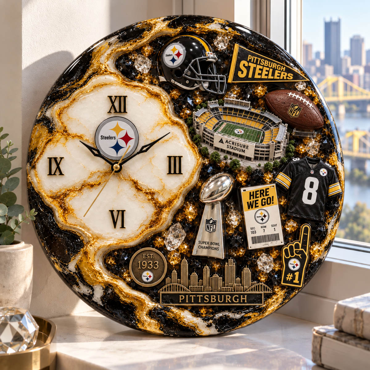 Premium NFL PIT Statement 3D Wall Clock