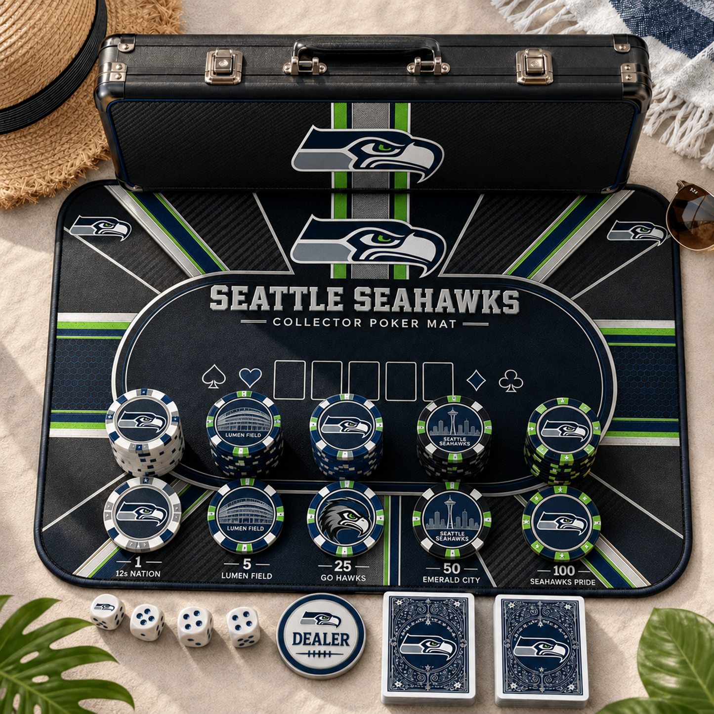 Premium NFL SEA Luxury Collector Poker Set