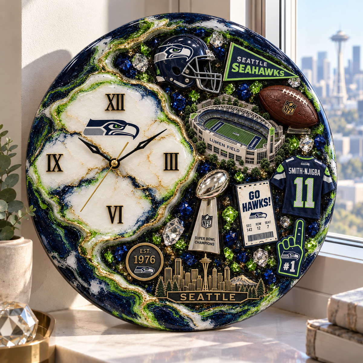 Premium NFL SEA Statement 3D Wall Clock