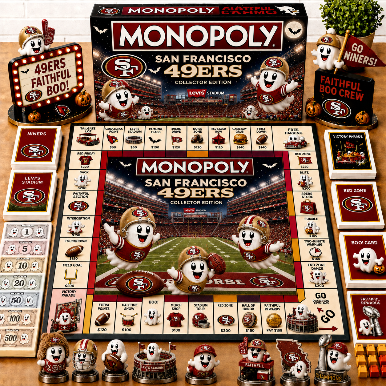 Premium NFL SF49 Halloween Ghost Monopoly Collector’s Edition Board Game V6