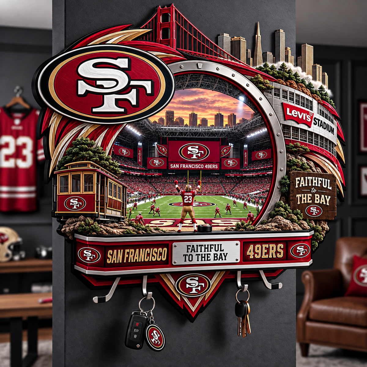Premium NFL SF49 Wall-Mounted Key Holder