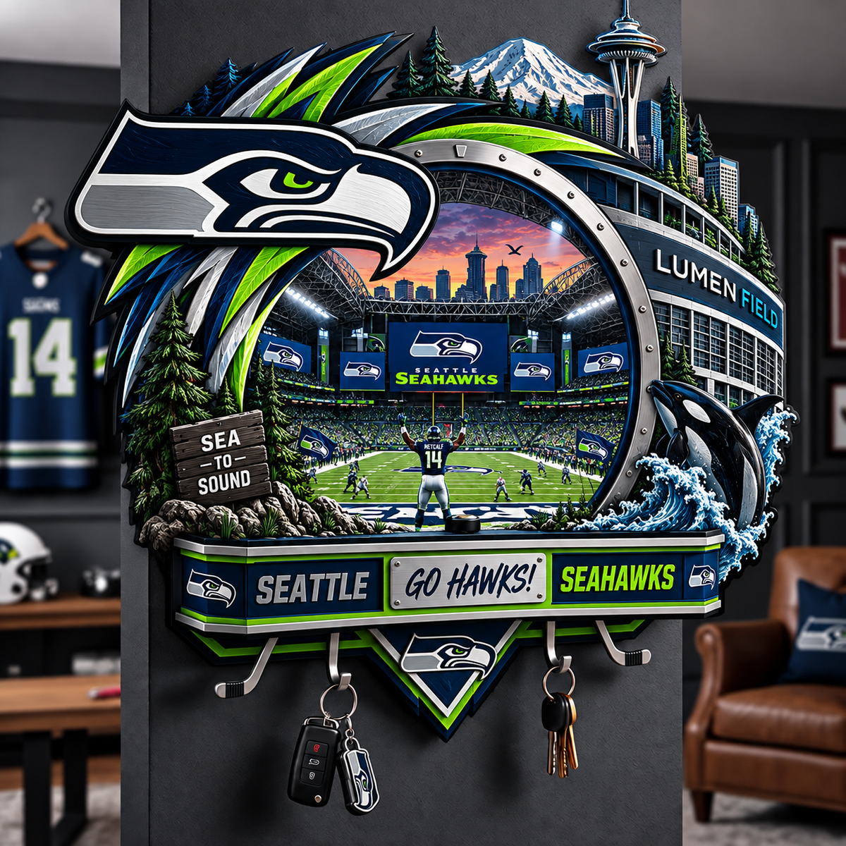 Premium NFL SS Wall-Mounted Key Holder