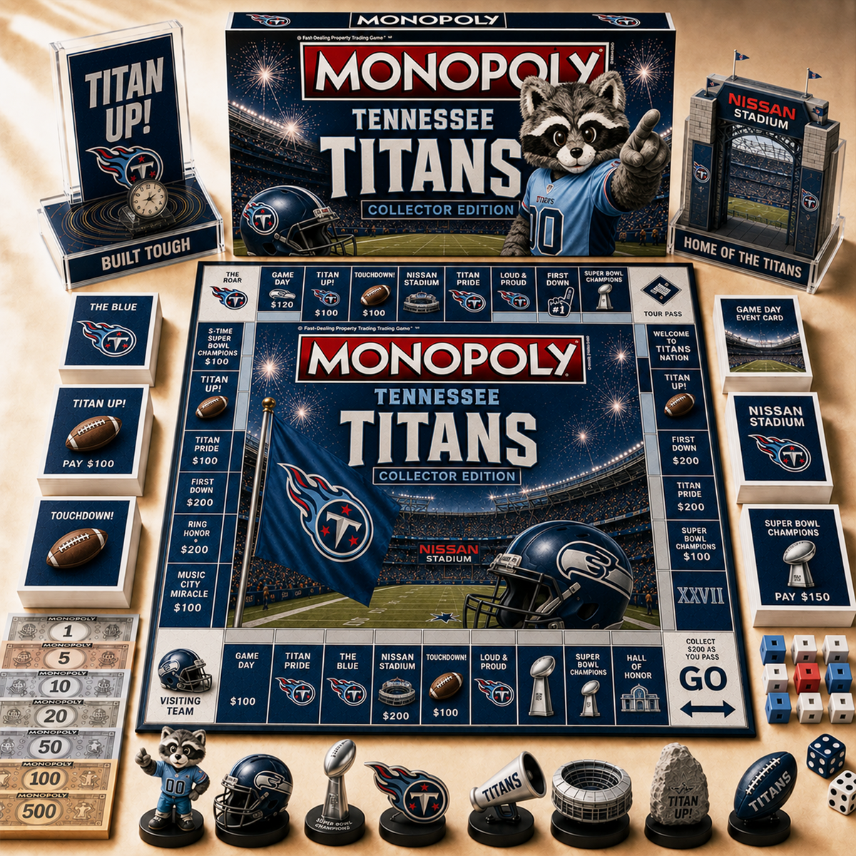 Premium NFL TEN Hall of Fame Monopoly Collector’s Edition Board Game V12