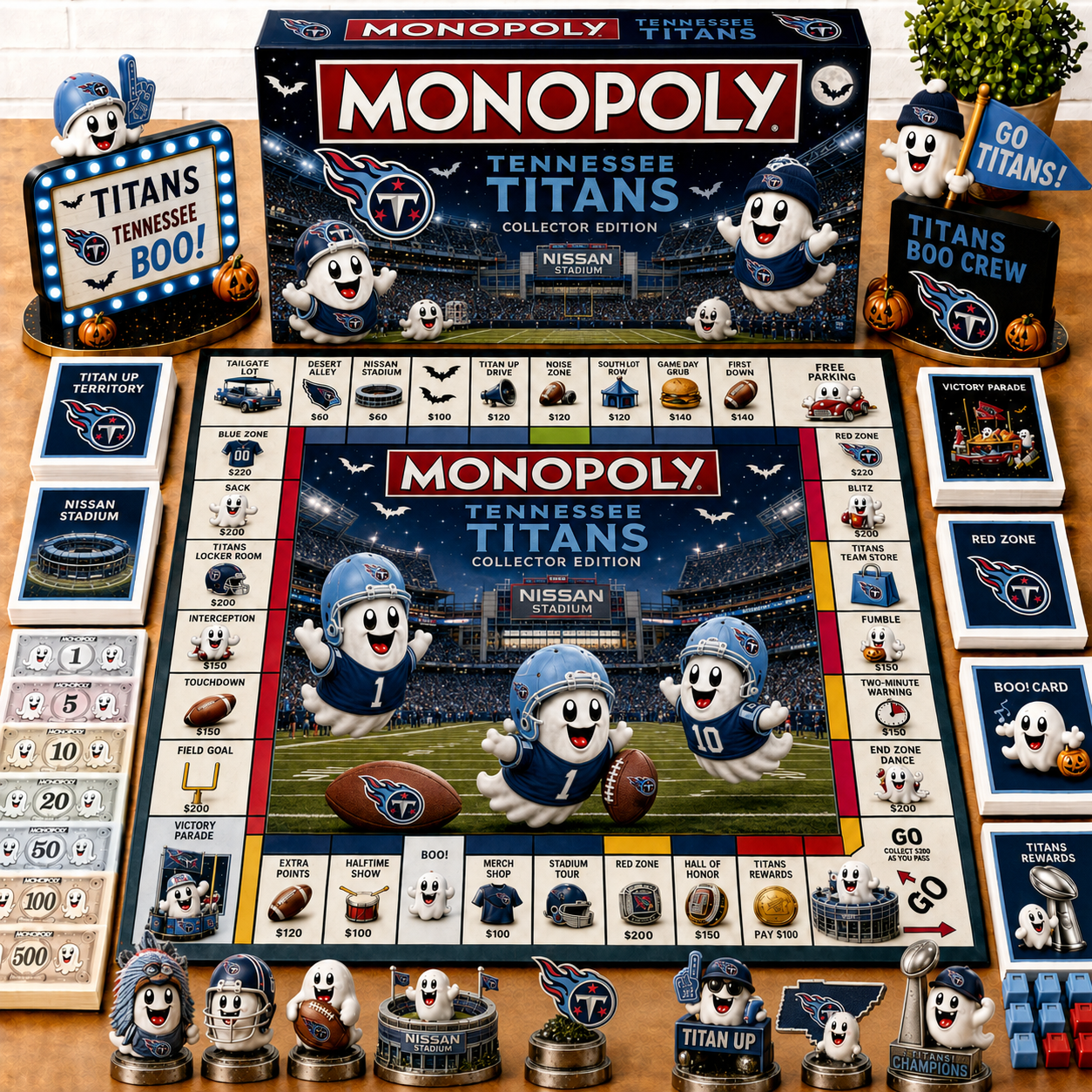 Premium NFL TT Halloween Ghost Monopoly Collector’s Edition Board Game V6