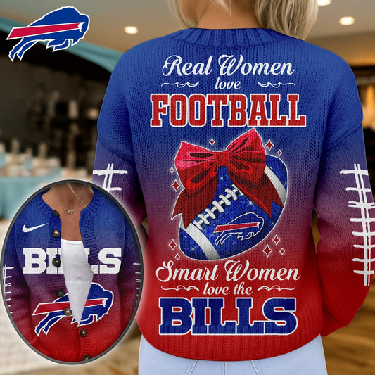 Premium NFL X BUF Smart Woman Love Football Cozy Split Knit Cardigan NDT NHM