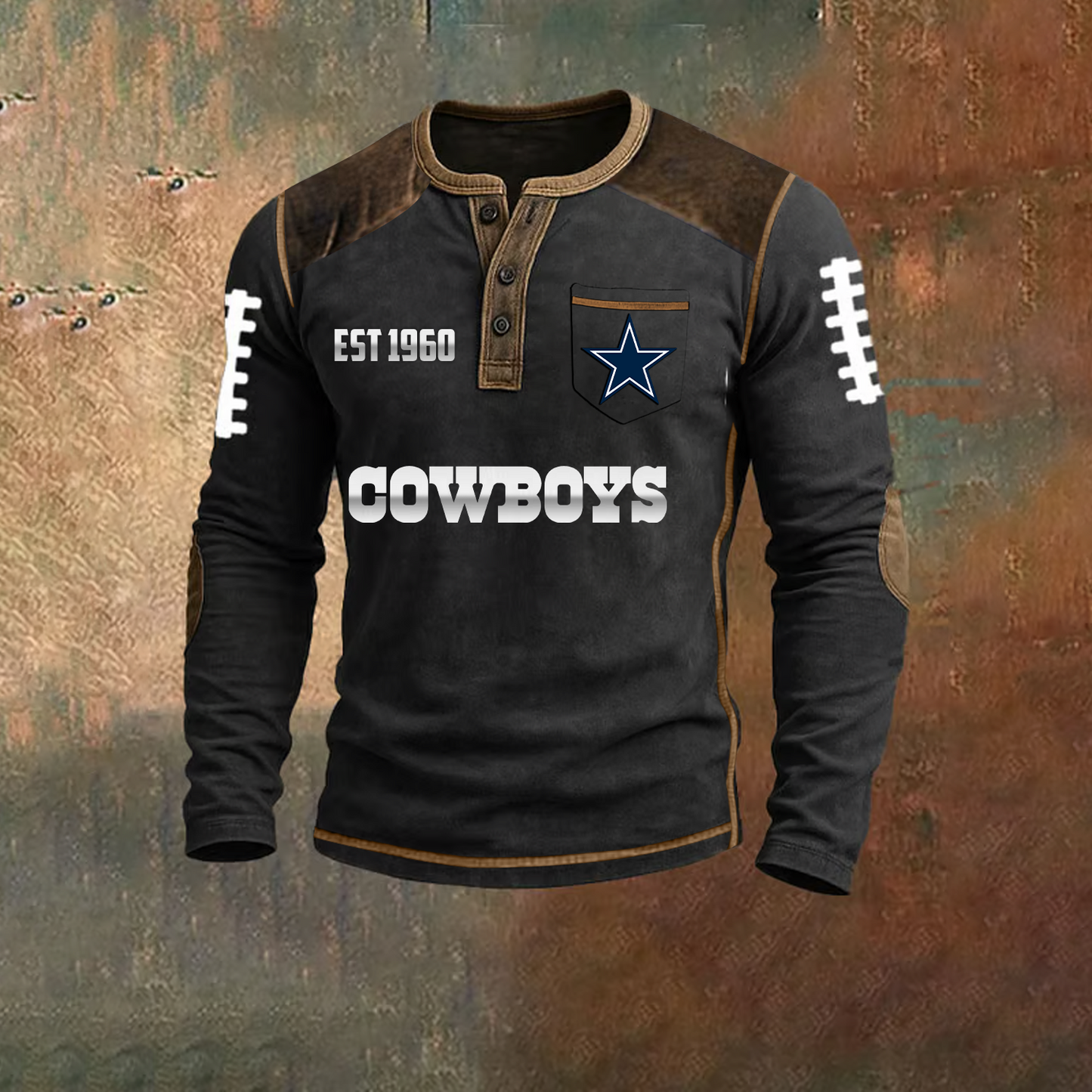 Premium NFL X DAL Classic Henley Long Sleeve Polo Shirt NDT TDT