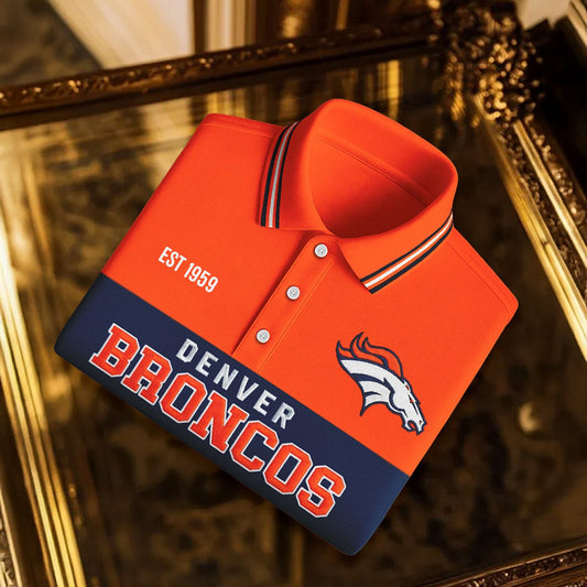 Premium NFL X DEN Classic Long sleeve Polo Shirt NDT NHM