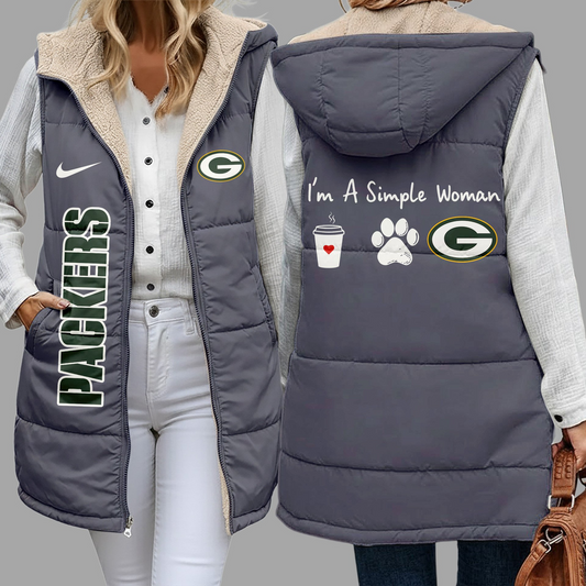 Premium NFL X GB Simple Girl Quilted Vest NDT NHM 3010