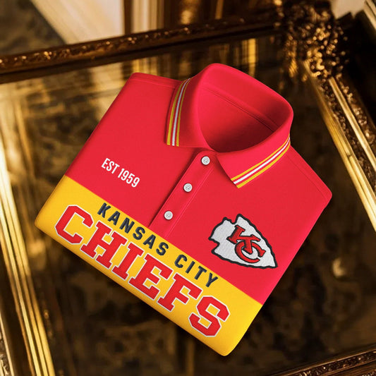 Premium NFL X KC Classic Long sleeve Polo Shirt NDT NHM