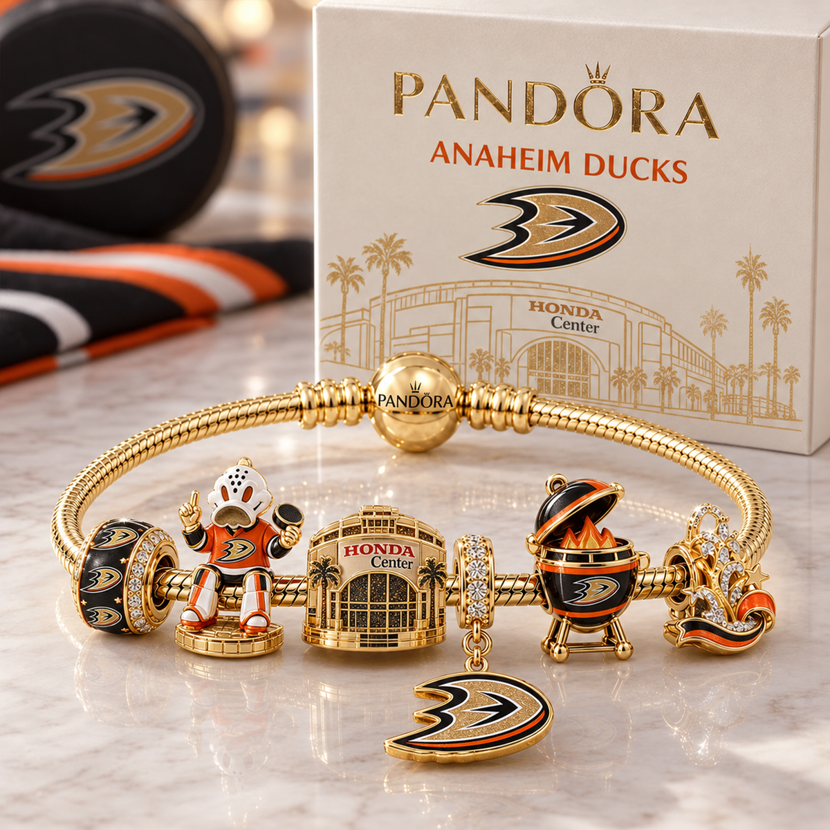 Premium NHL AD Heritage Gold Charm Bracelet Set V3