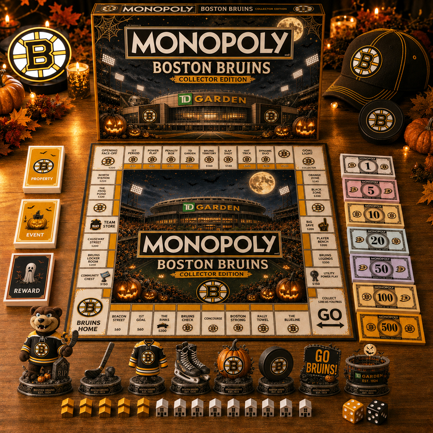 Premium NHL BOS Halloween Stadium Monopoly Collector’s Edition Board Game V10