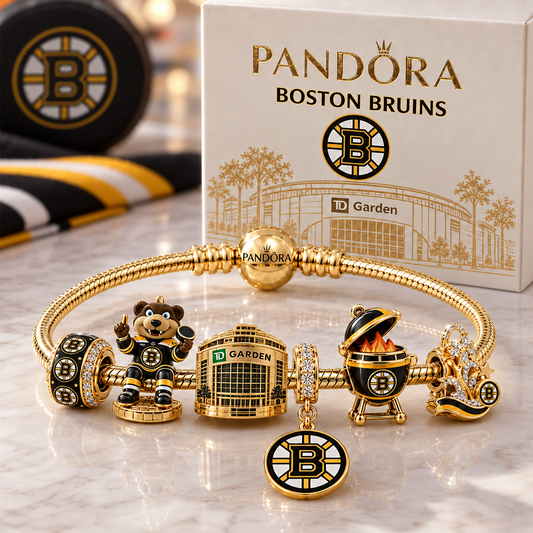 Premium NHL BOS Heritage Gold Charm Bracelet Set V3