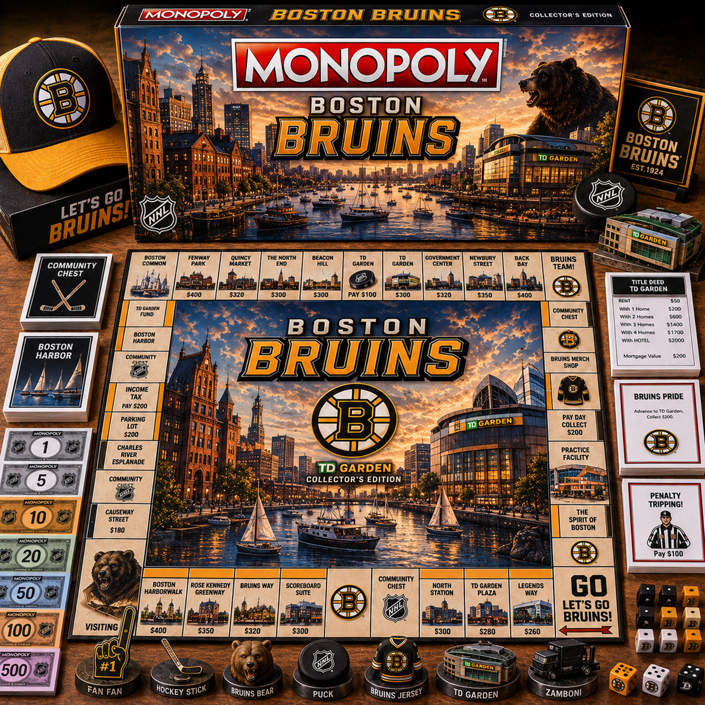 Premium NHL BOS Legacy Monopoly Collector Edition Board Game V2 NMD 150826 TTV