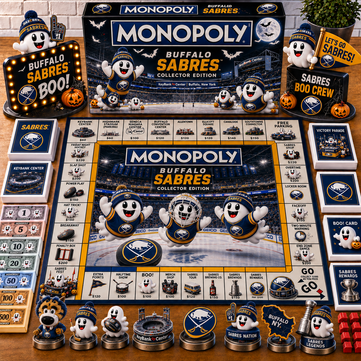 Premium NHL BS Halloween Ghost Monopoly Collector’s Edition Board Game V6