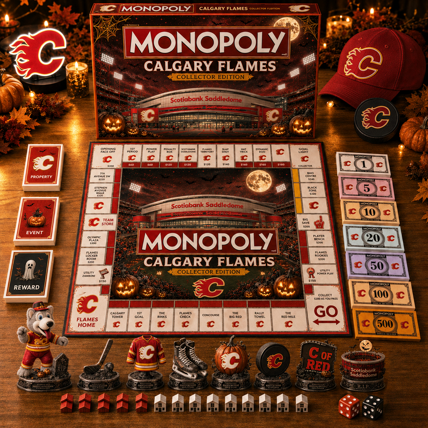 Premium NHL CAL Halloween Stadium Monopoly Collector’s Edition Board Game V10