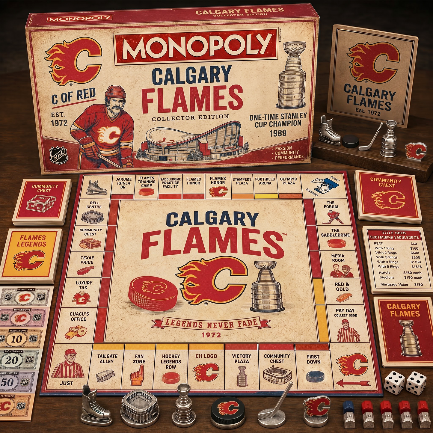 Premium NHL CAL Retro Heritage  Monopoly Collector’s Edition Board Game V7