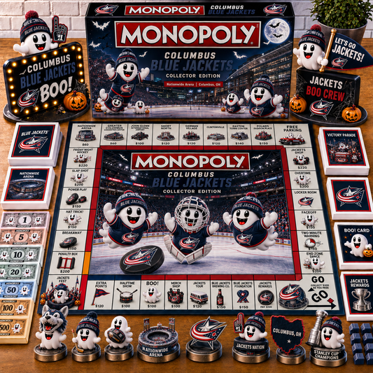 Premium NHL CBJ Halloween Ghost Monopoly Collector’s Edition Board Game V6