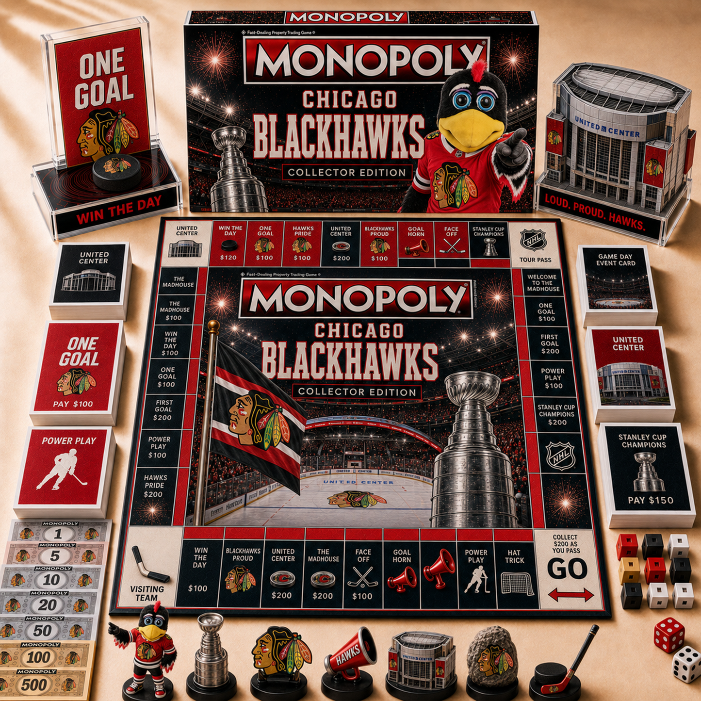 Premium NHL CHI Hall of Fame Monopoly Collector’s Edition Board Game V12