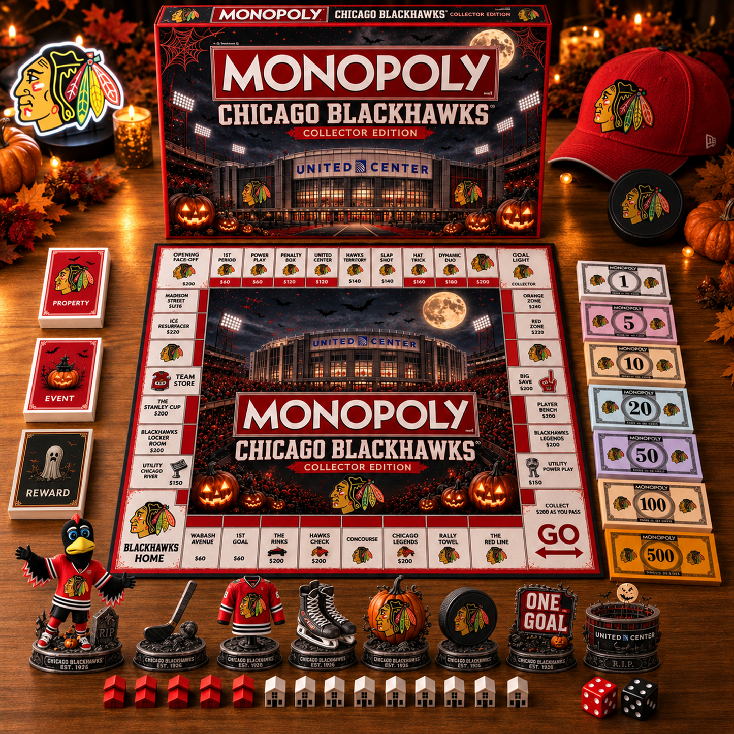 Premium NHL CHI Halloween Stadium Monopoly Collector’s Edition Board Game V10