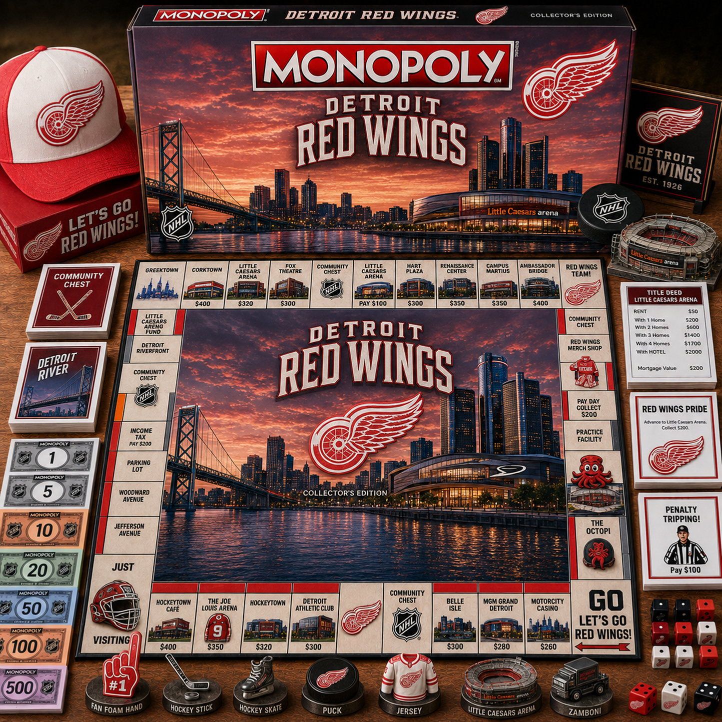 Premium NHL DET Legacy Monopoly Collector Edition Board Game V2 NMD 150826 TTV