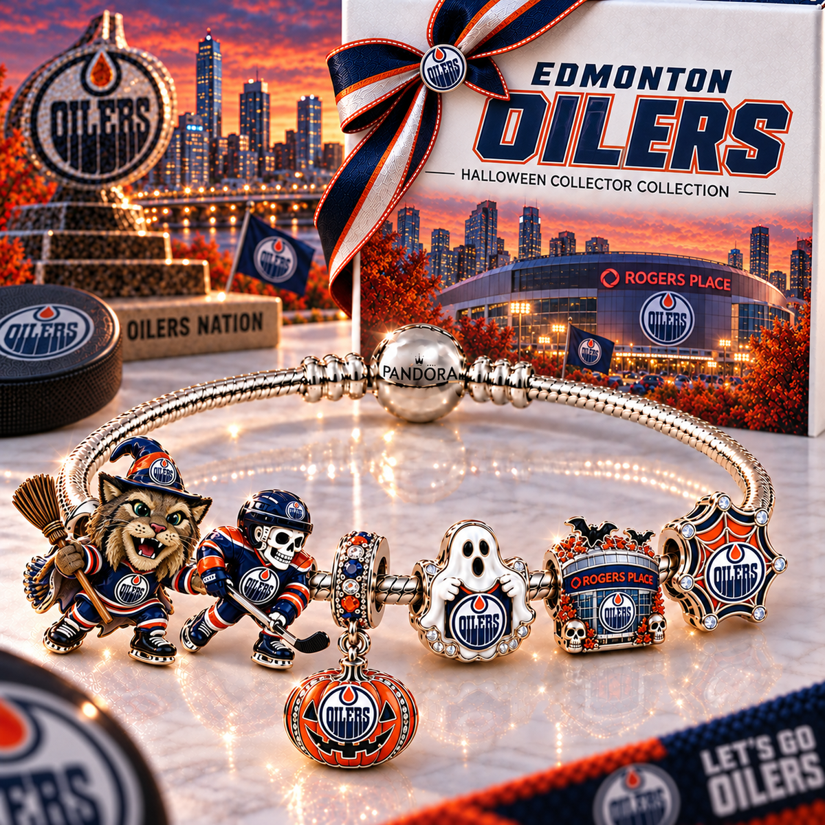 Premium NHL EO Halloween Gold Charm Bracelet Set V4