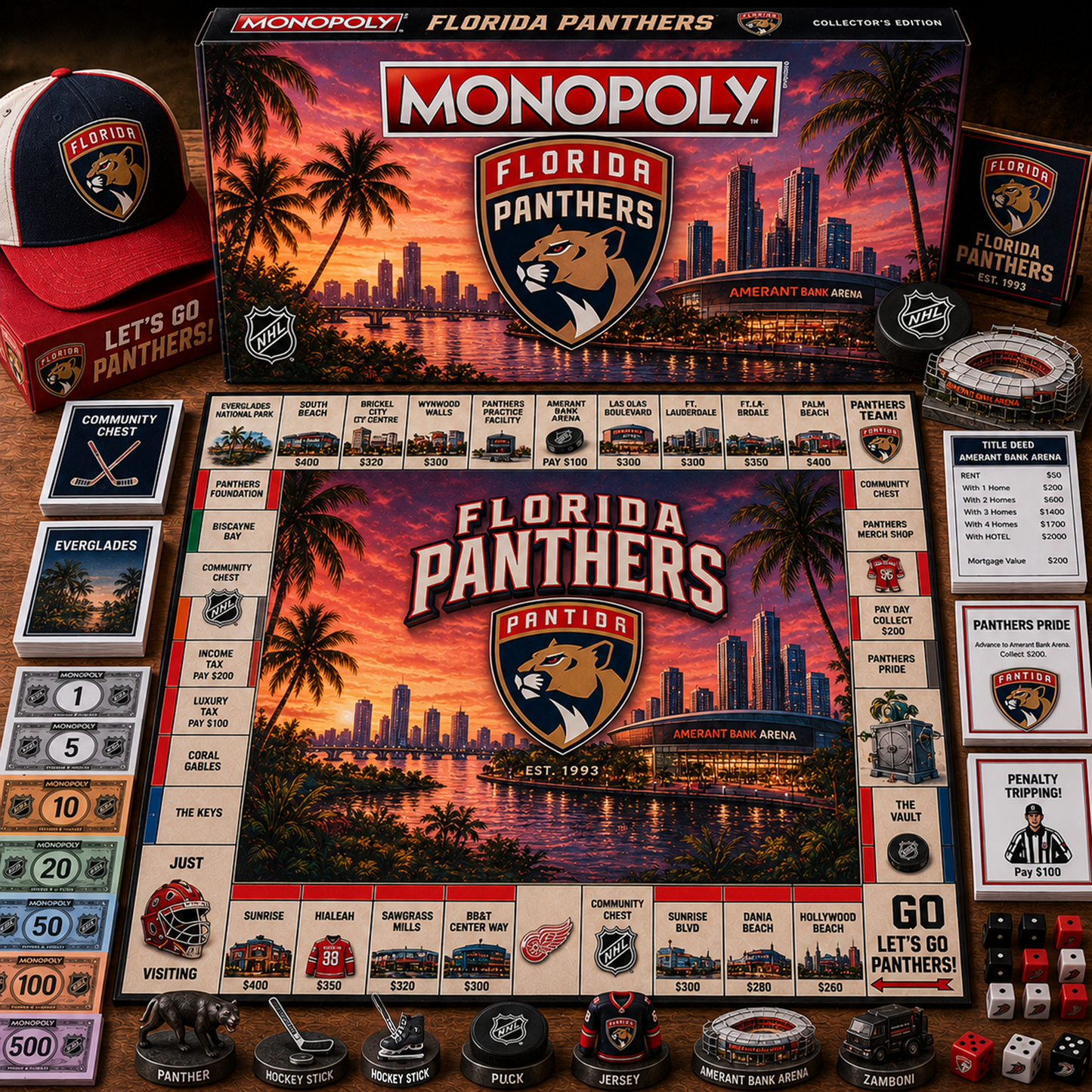 Premium NHL FLA Legacy Monopoly Collector Edition Board Game V2 NMD 150826 TTV