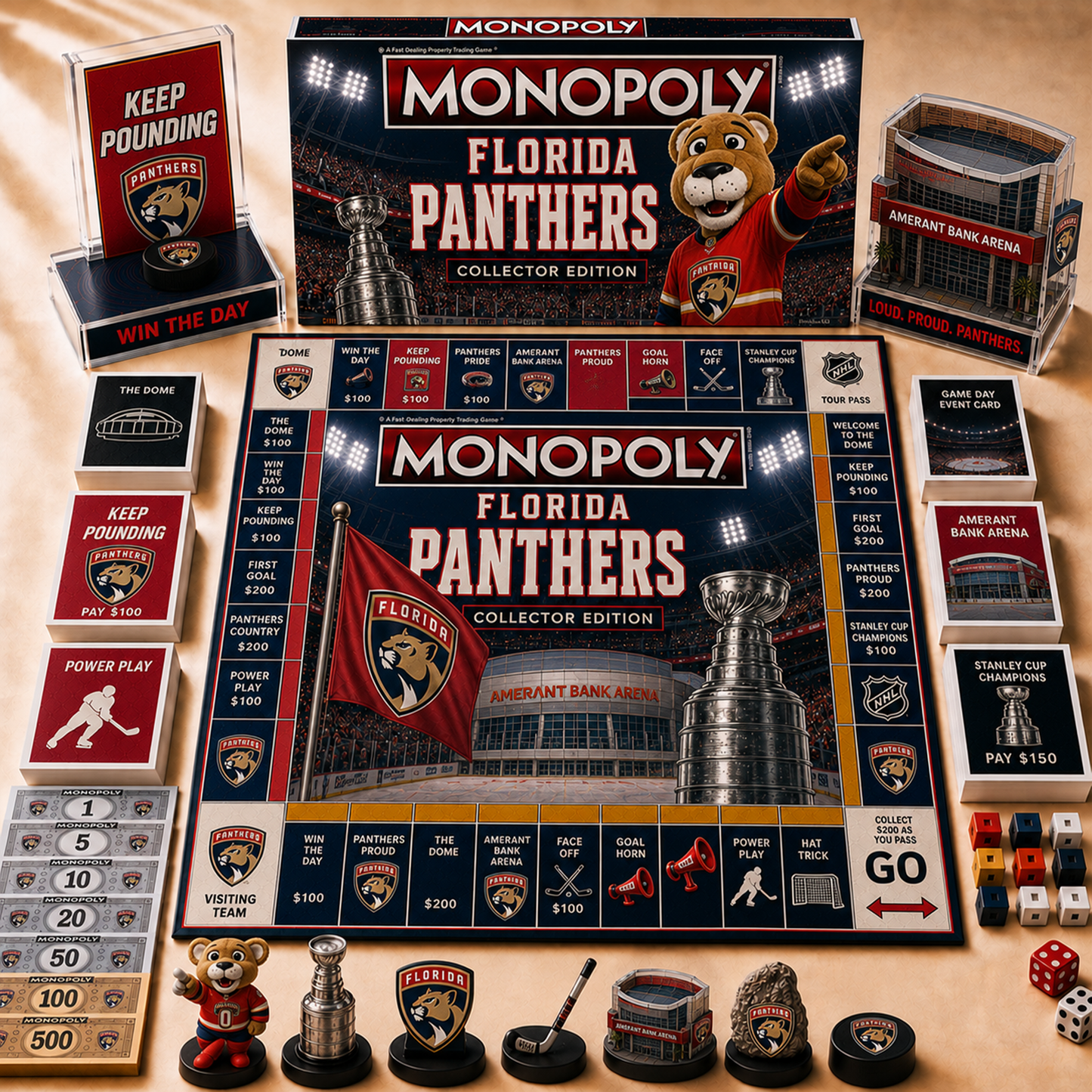 Premium NHL FLO Hall of Fame Monopoly Collector’s Edition Board Game V12