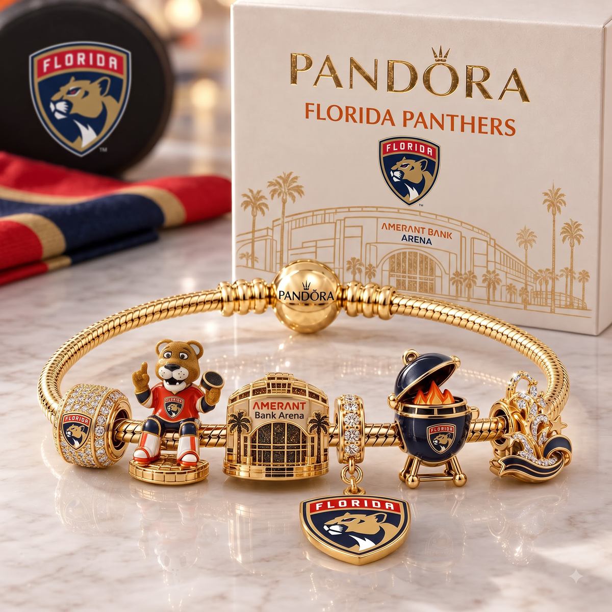 Premium NHL FLO Heritage Gold Charm Bracelet Set V3