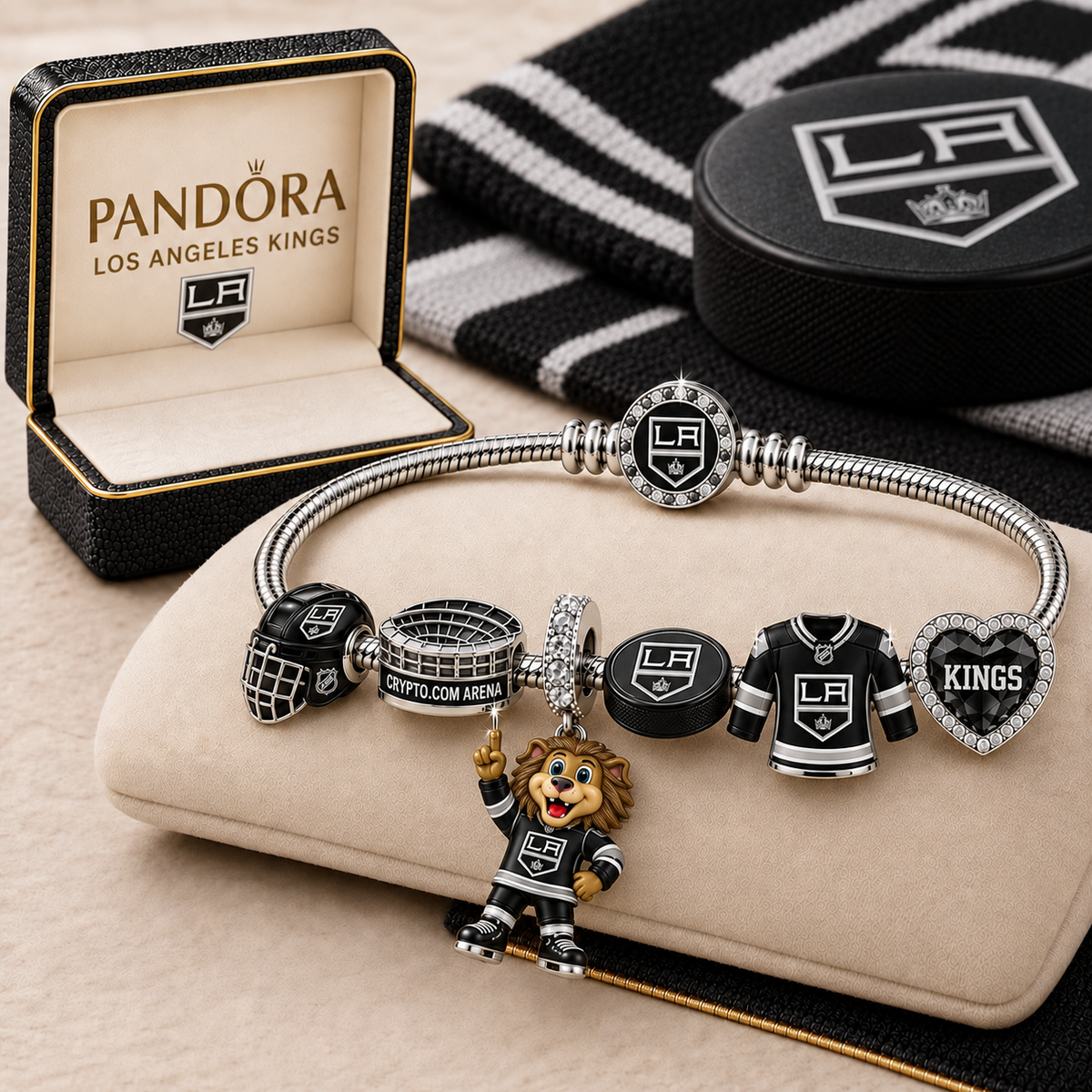 Premium NHL LAK Gold Charm Bracelet Set