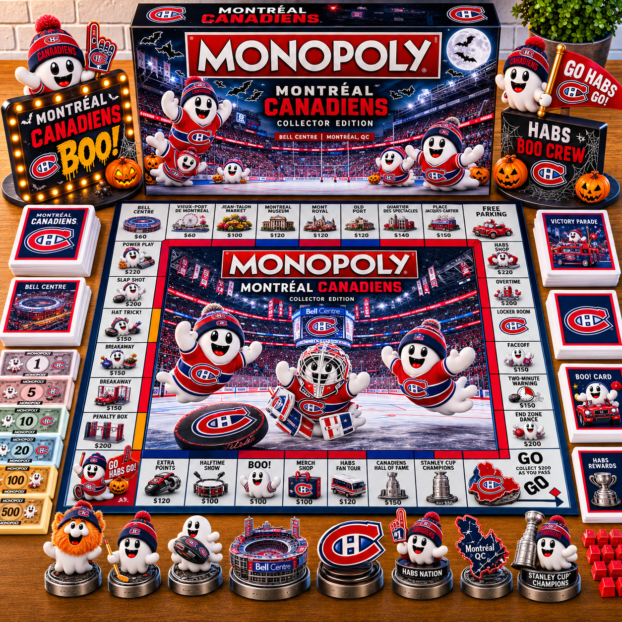 Premium NHL MC Halloween Ghost Monopoly Collector’s Edition Board Game V6