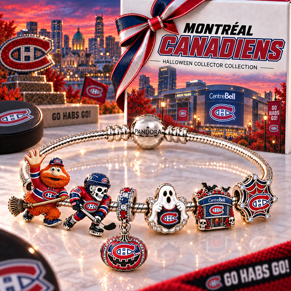 Premium NHL MC Halloween Gold Charm Bracelet Set V4