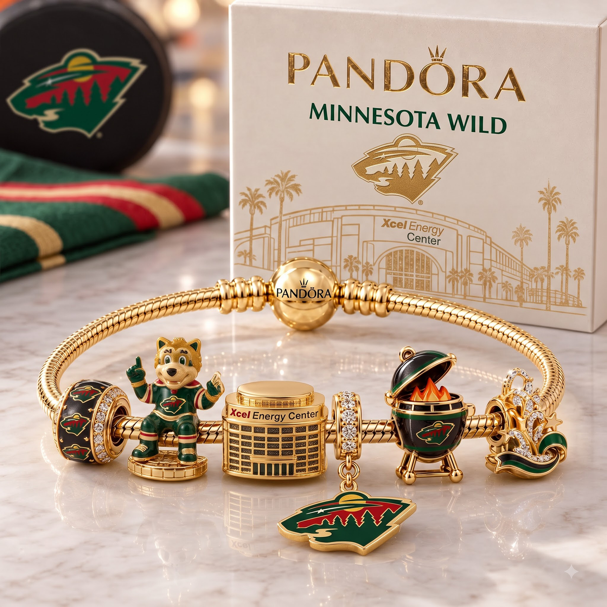 Premium NHL MIN Heritage Gold Charm Bracelet Set V3