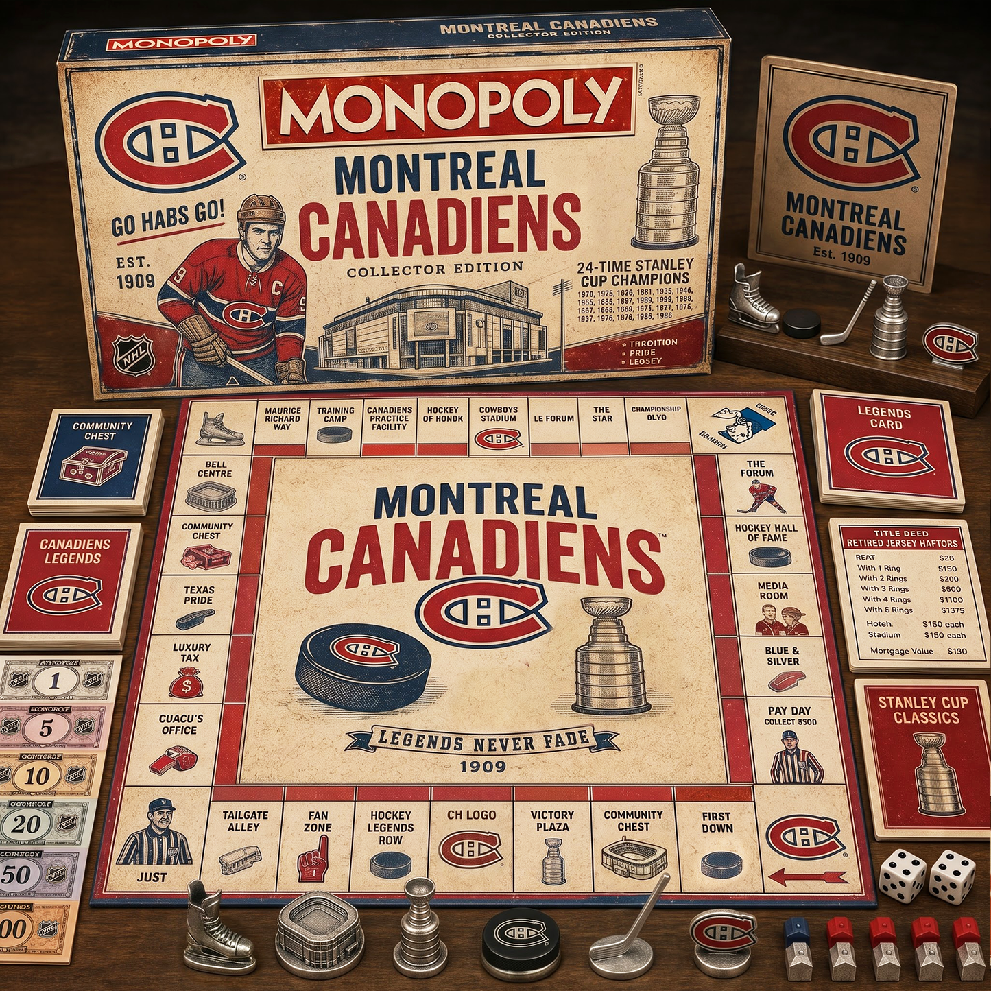 Premium NHL MON Retro Heritage  Monopoly Collector’s Edition Board Game V7