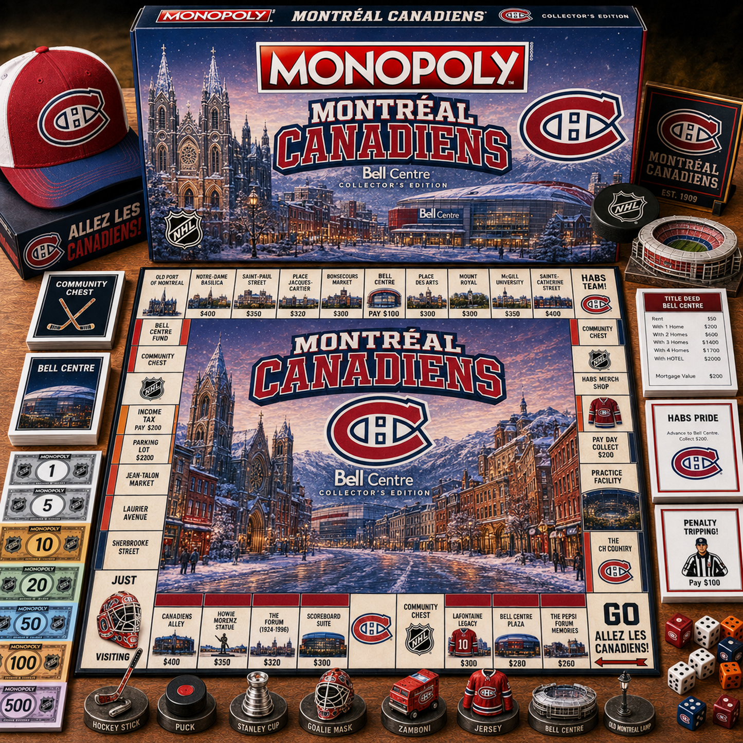 Premium NHL MTL Legacy Monopoly Collector Edition Board Game V2 NMD 150826 TTV