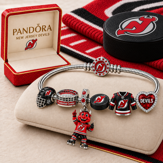 Premium NHL NJD Gold Charm Bracelet Set
