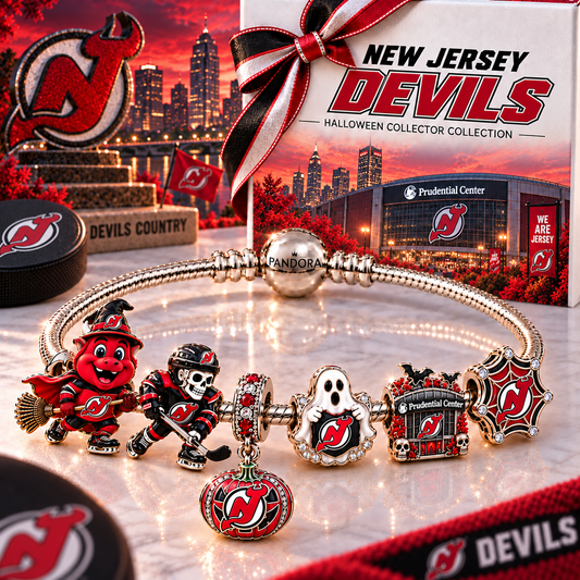 Premium NHL NJD Halloween Gold Charm Bracelet Set V4