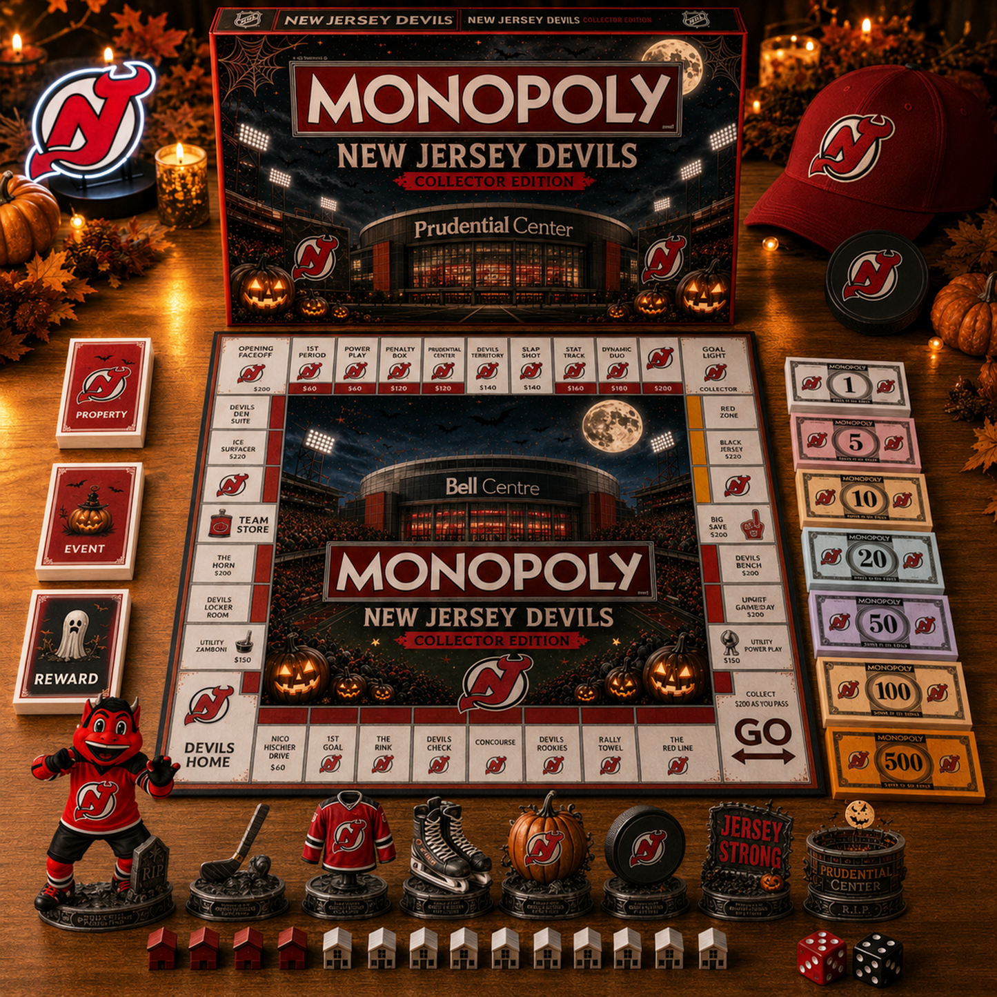 Premium NHL NJD Halloween Stadium Monopoly Collector’s Edition Board Game V10