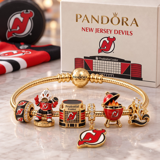 Premium NHL NJD Heritage Gold Charm Bracelet Set V3