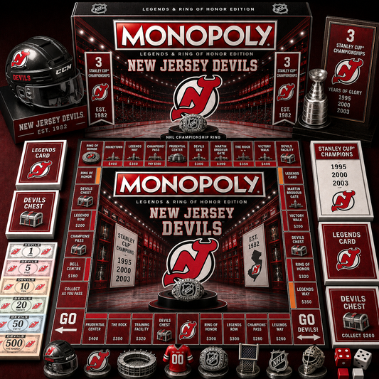 Premium NHL NJD Legends & Ring Monopoly Collector’s Edition Board Game V9